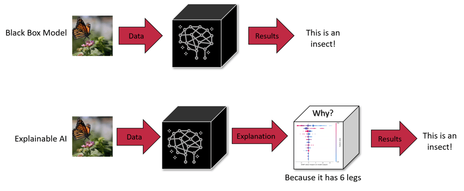 Figure 1: Black-box model vs. explainable model