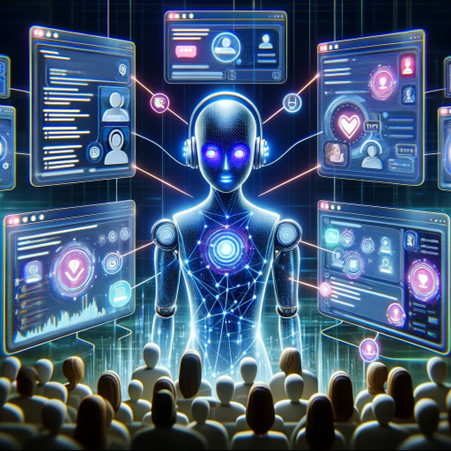Robot with audience.